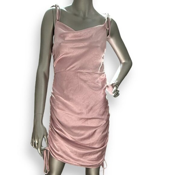 Hello Molly Pink Cocktail Dress Runched Sides Size Small - Picture 2 of 6